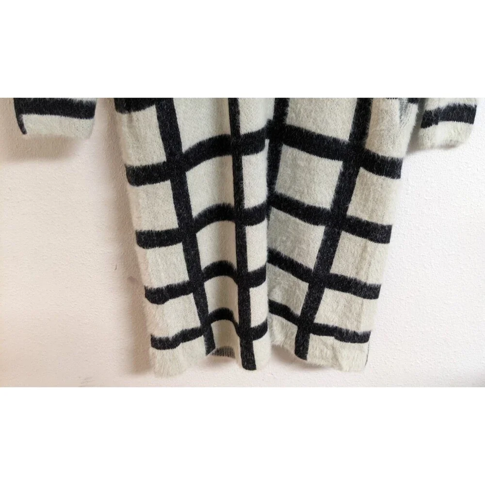 Women's Fashion Apparel & Accessories Black/White Long Duster Open Sweater S/M - Picture 9 of 9